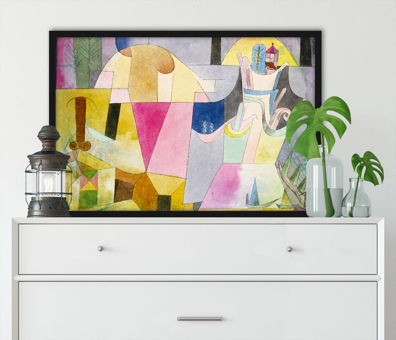 Paul Klee - Schwarze Säulen in der Landschaft, Poster mit Bilderrahmen