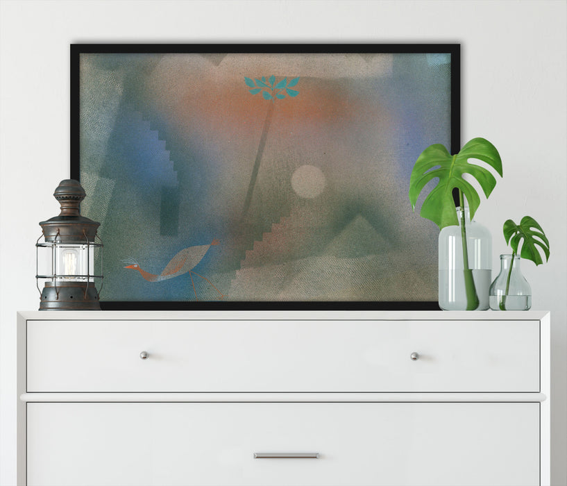 Paul Klee - Abwandernder Vogel, Poster mit Bilderrahmen