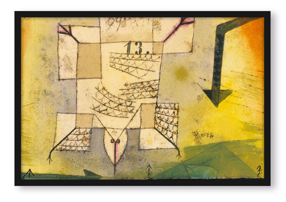 Pixxprint Paul Klee - Abstürzender Vogel, Poster mit Bilderrahmen