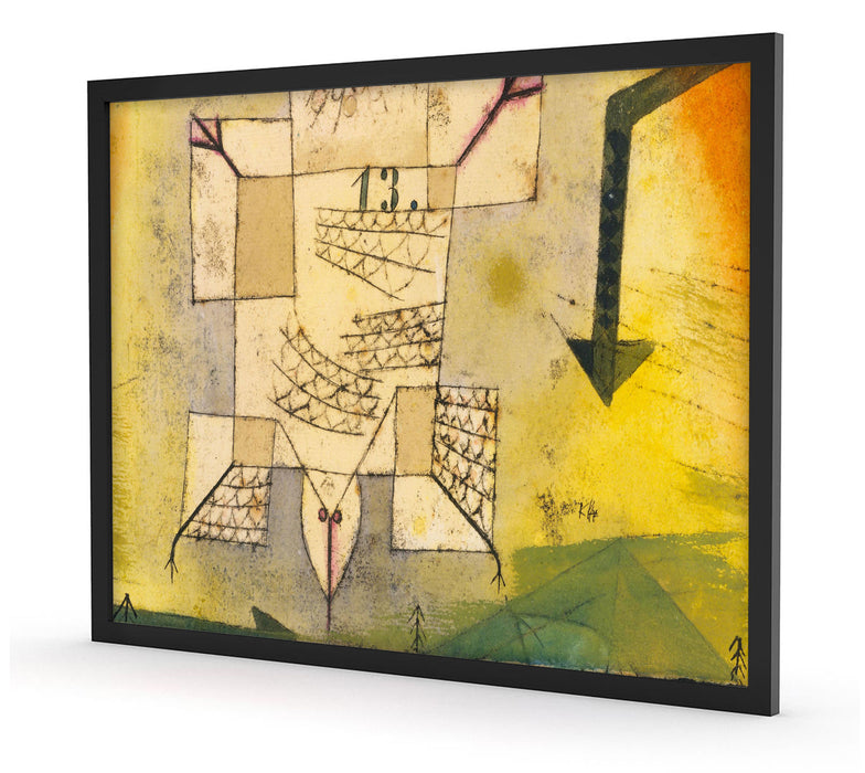 Paul Klee - Abstürzender Vogel, Poster mit Bilderrahmen