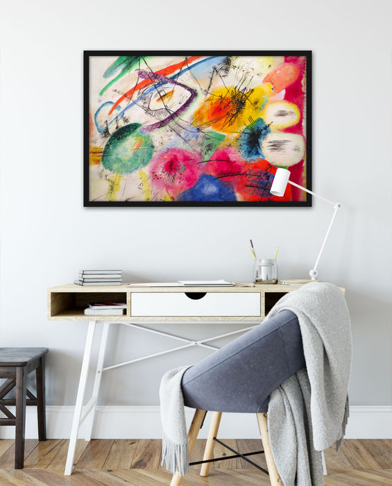 Wassily Kandinsky - Schwarze Linien, Poster mit Bilderrahmen