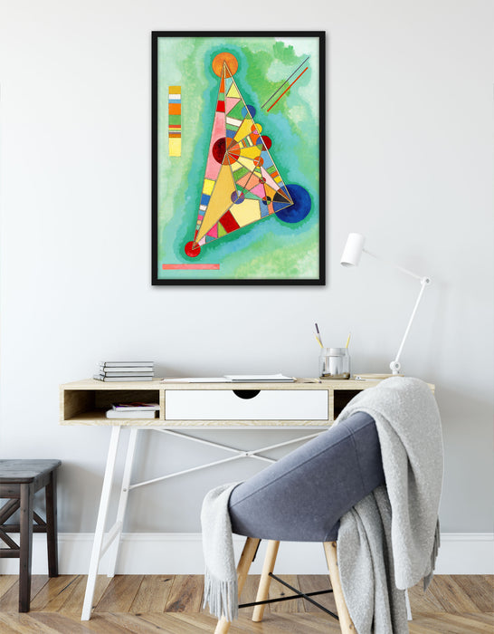 Wassily Kandinsky - Bunt im Dreieck, Poster mit Bilderrahmen