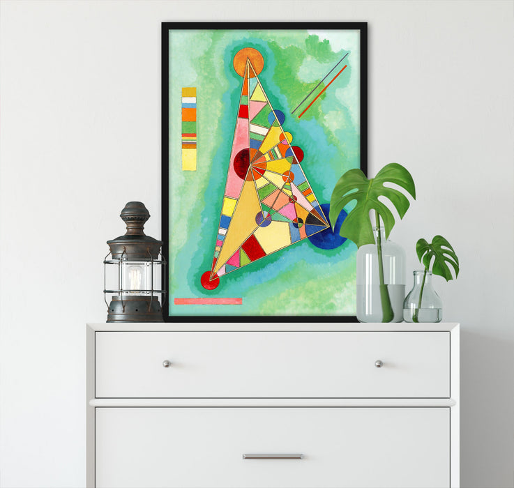 Wassily Kandinsky - Bunt im Dreieck, Poster mit Bilderrahmen