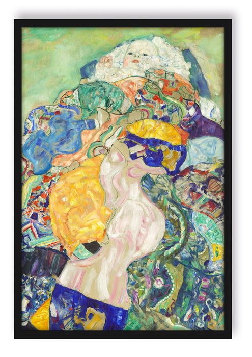 Pixxprint Gustav Klimt - Baby Wiege, Poster mit Bilderrahmen