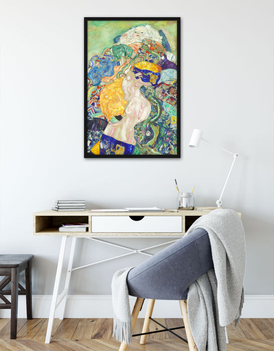 Gustav Klimt - Baby Wiege, Poster mit Bilderrahmen