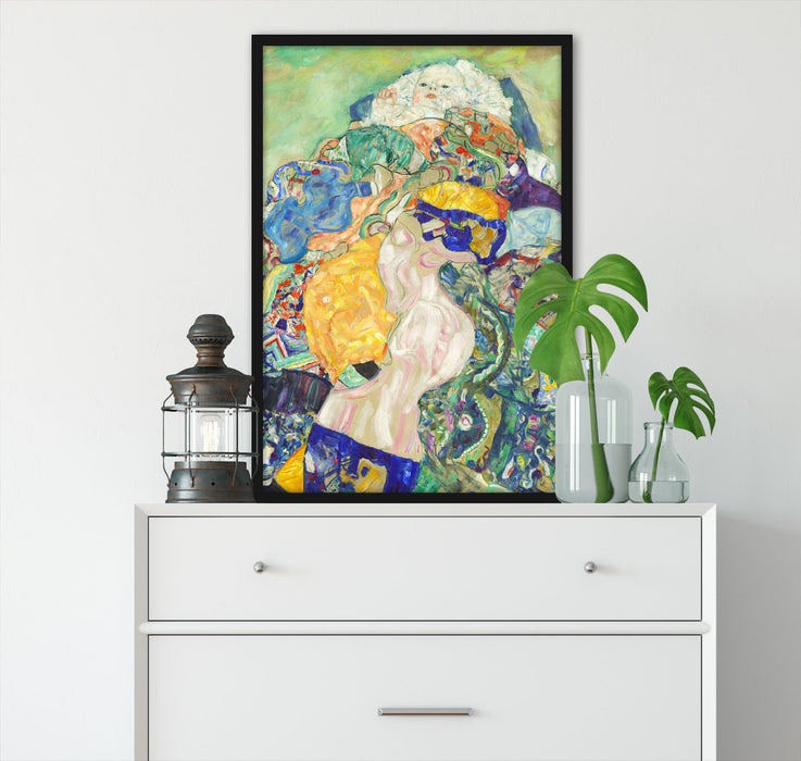 Gustav Klimt - Baby Wiege, Poster mit Bilderrahmen