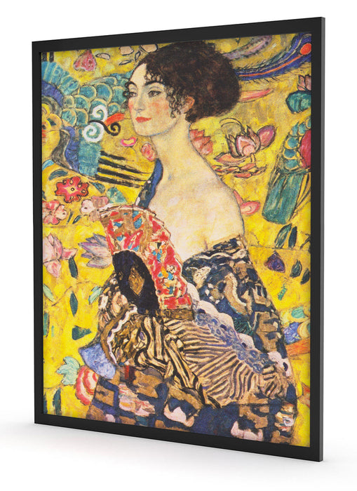 Gustav Klimt - Frau mit Fächer, Poster mit Bilderrahmen