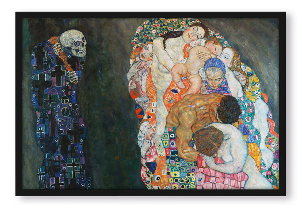 Gustav Klimt - Tod und Leben-, Poster mit Bilderrahmen