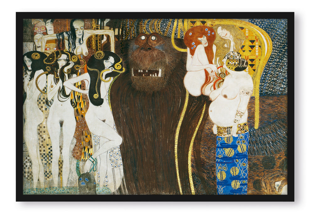 Pixxprint Gustav Klimt - Beethovenfries, Poster mit Bilderrahmen