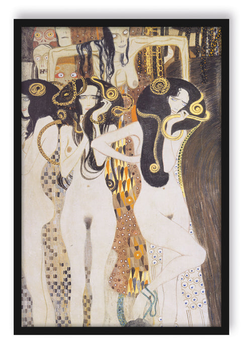 Gustav Klimt - Beethovenfrieslinker Teil, Poster mit Bilderrahmen