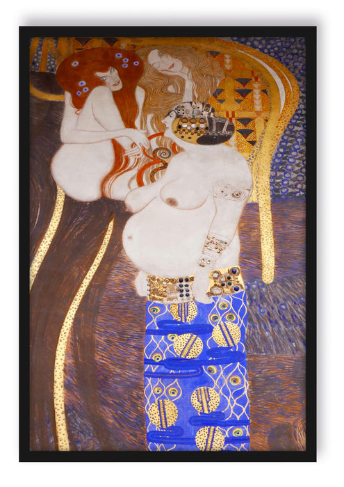Gustav Klimt - Beethovenfriesrechter Teil, Poster mit Bilderrahmen