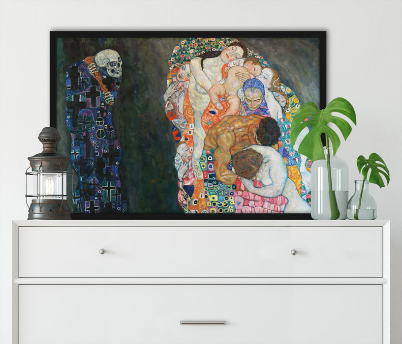 Gustav Klimt - Tod und Leben, Poster mit Bilderrahmen