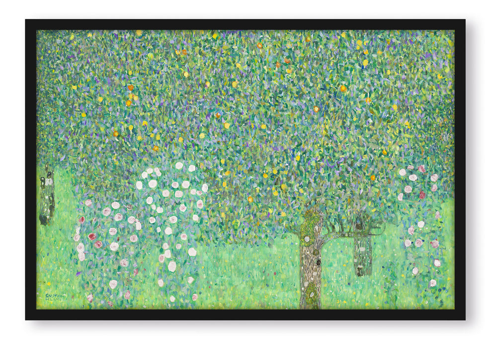 Pixxprint Gustav Klimt - Rosen unter Bäumen, Poster mit Bilderrahmen