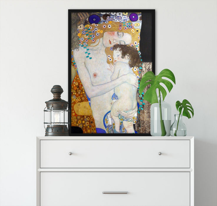 Gustav Klimt - Die drei Lebensalter einer Frau, Poster mit Bilderrahmen
