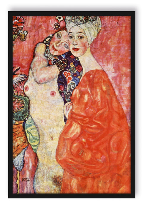Pixxprint Gustav Klimt - Die Freundinnen, Poster mit Bilderrahmen