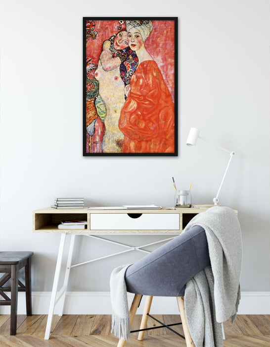 Gustav Klimt - Die Freundinnen, Poster mit Bilderrahmen