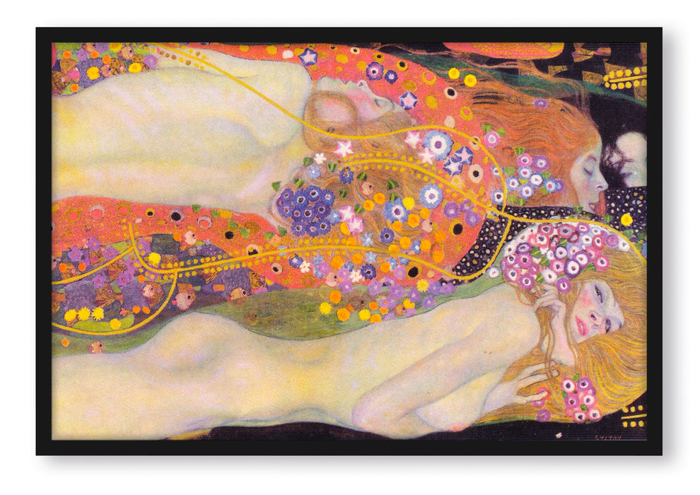 Pixxprint Gustav Klimt - Wasserschlangen II, Poster mit Bilderrahmen