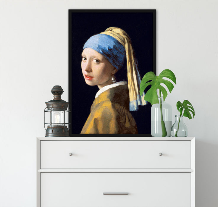 Johannes Vermeer - Mädchen mit dem Perlenohrring, Poster mit Bilderrahmen