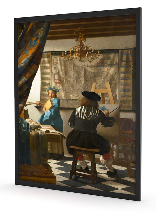 Johannes Vermeer - Die Allegorie der Malerei, Poster mit Bilderrahmen