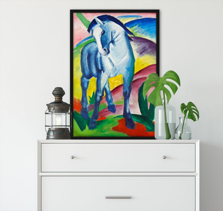 Franz Marc - Blaues Pferd, Poster mit Bilderrahmen