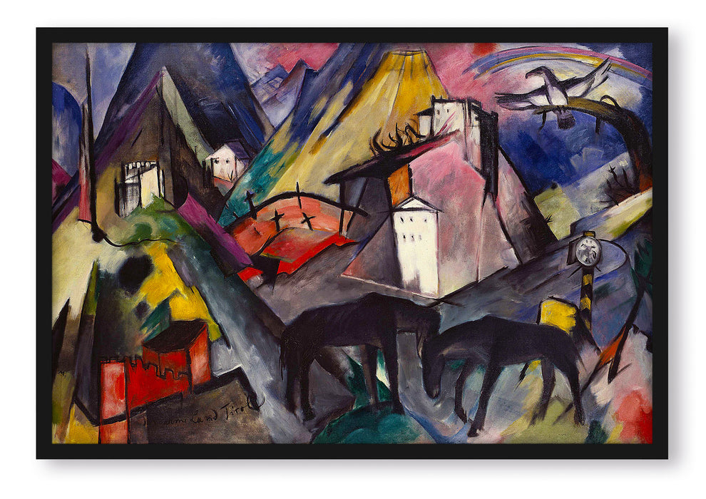 Pixxprint Franz Marc - Das arme Land Tirol, Poster mit Bilderrahmen
