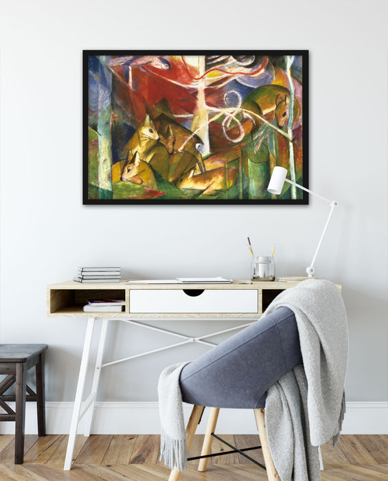 Franz Marc - Rehe im Wald I, Poster mit Bilderrahmen
