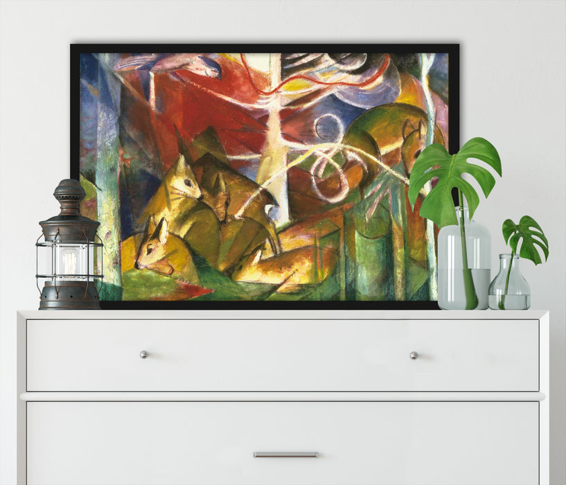 Franz Marc - Rehe im Wald I, Poster mit Bilderrahmen