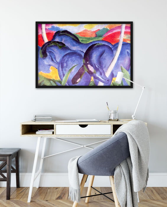 Franz Marc - Die großen blauen Pferde, Poster mit Bilderrahmen