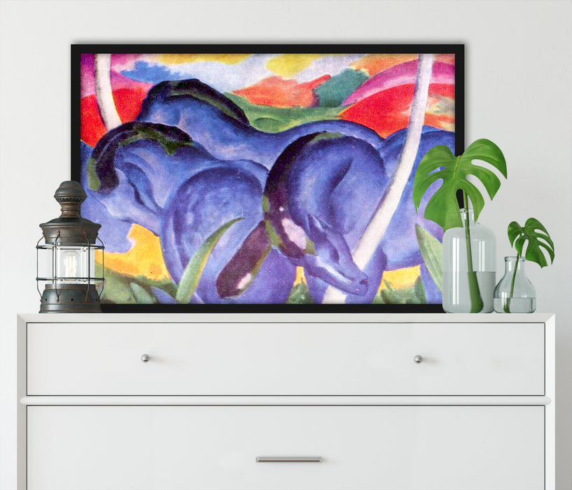 Franz Marc - Die großen blauen Pferde, Poster mit Bilderrahmen