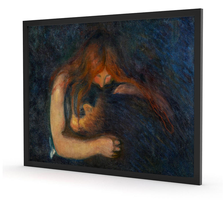 Edvard Munch - Vampir, Poster mit Bilderrahmen