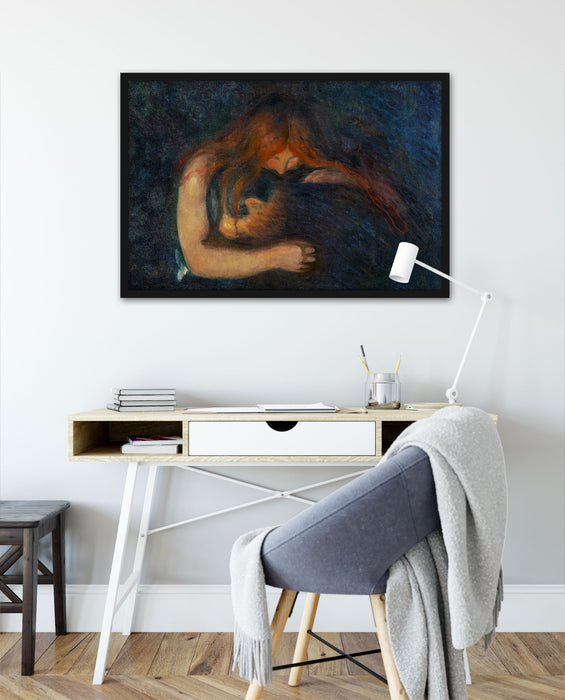Edvard Munch - Vampir, Poster mit Bilderrahmen