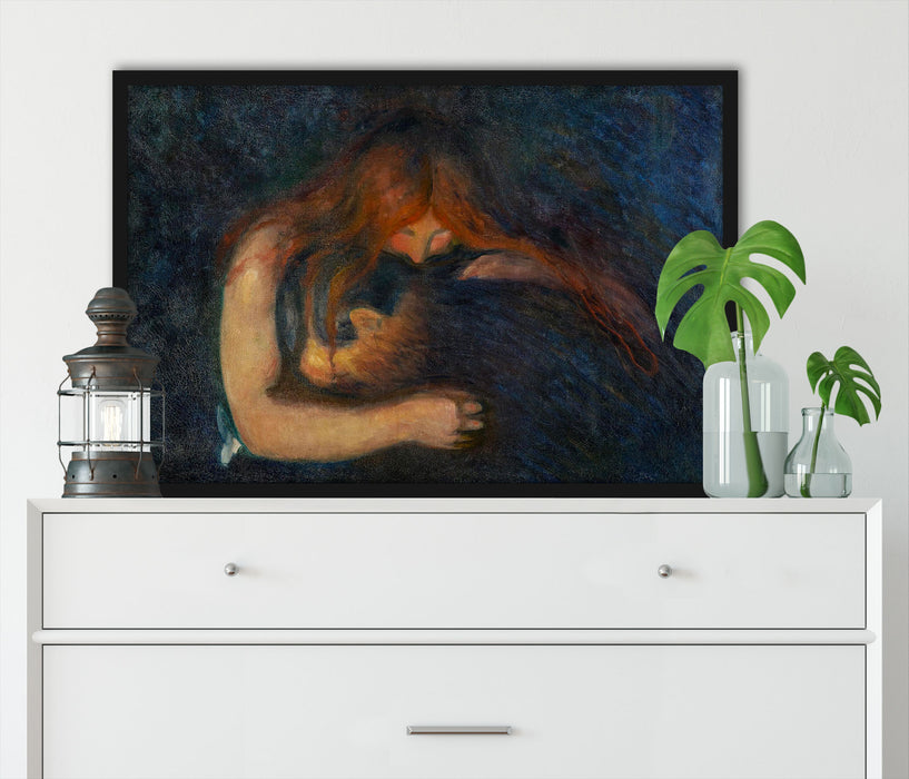 Edvard Munch - Vampir, Poster mit Bilderrahmen