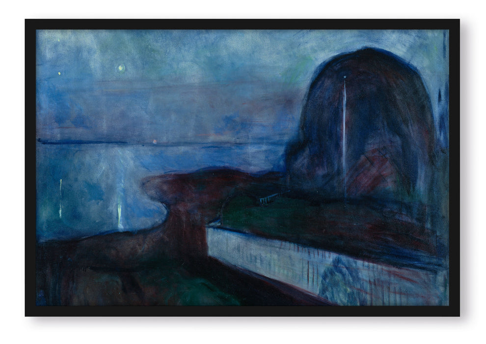 Pixxprint Edvard Munch - Sternennacht, Poster mit Bilderrahmen