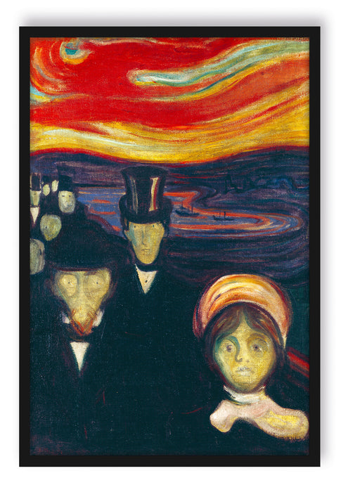 Edvard Munch - Angst, Poster mit Bilderrahmen