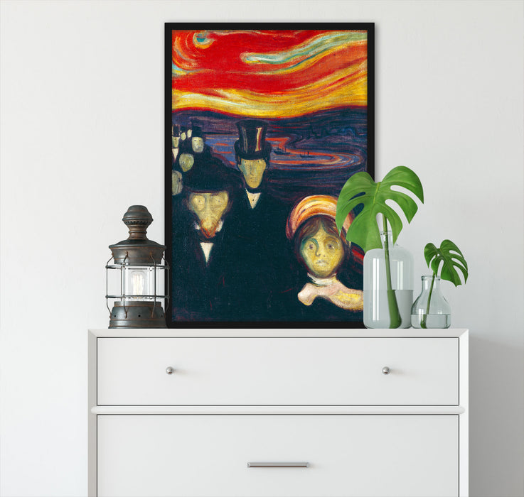 Edvard Munch - Angst, Poster mit Bilderrahmen