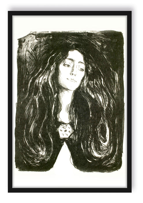 Edvard Munch - Die Brosche - Eva Mudocci, Poster mit Bilderrahmen