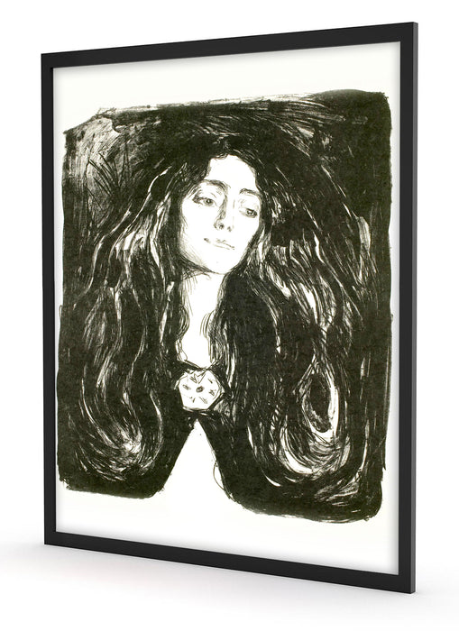Edvard Munch - Die Brosche - Eva Mudocci, Poster mit Bilderrahmen