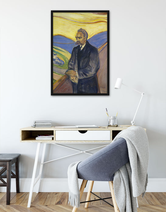 Edvard Munch - Portrait von Friedrich Nietzsche, Poster mit Bilderrahmen