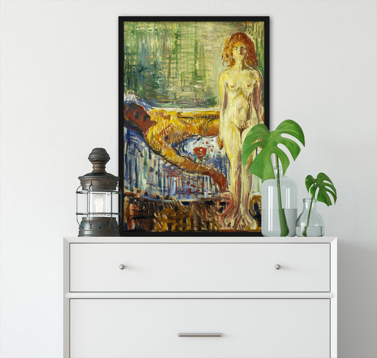 Edvard Munch - Der Tod des Marat II, Poster mit Bilderrahmen