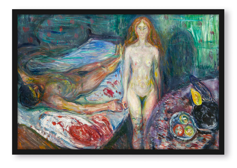 Pixxprint Edvard Munch - Der Tod des Marat I, Poster mit Bilderrahmen
