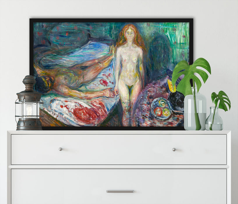 Edvard Munch - Der Tod des Marat I, Poster mit Bilderrahmen