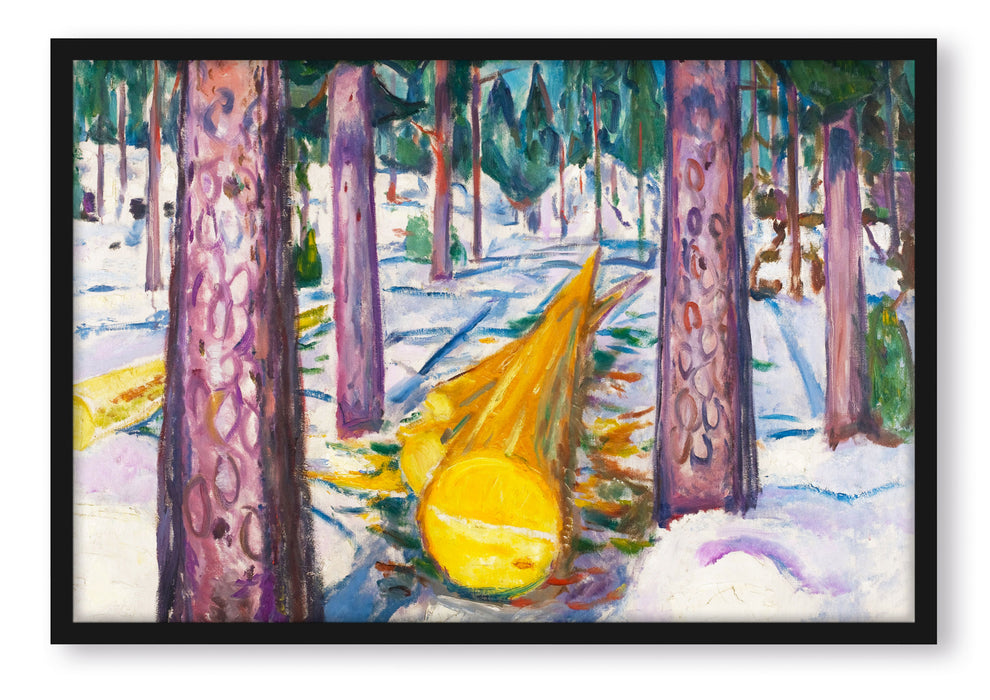 Pixxprint Edvard Munch - Gelber Baumstamm, Poster mit Bilderrahmen
