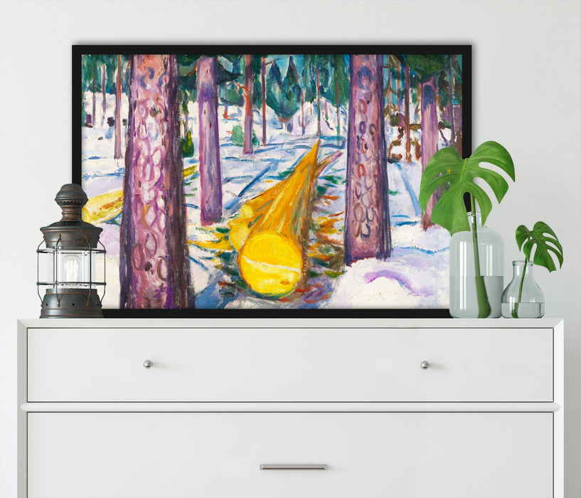 Edvard Munch - Gelber Baumstamm, Poster mit Bilderrahmen
