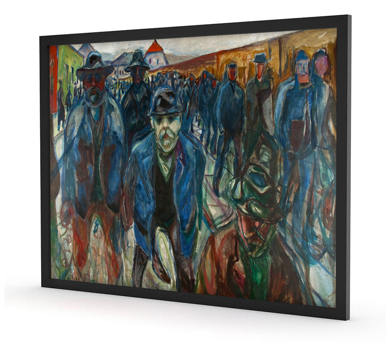Edvard Munch - Arbeiter auf dem Heimweg, Poster mit Bilderrahmen