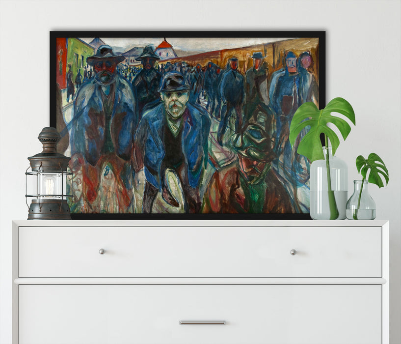 Edvard Munch - Arbeiter auf dem Heimweg, Poster mit Bilderrahmen