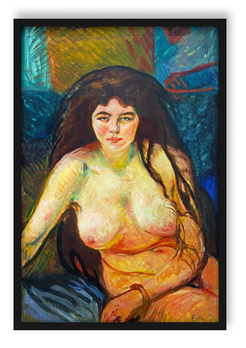 Edvard Munch - Sitzende Nackte, Poster mit Bilderrahmen