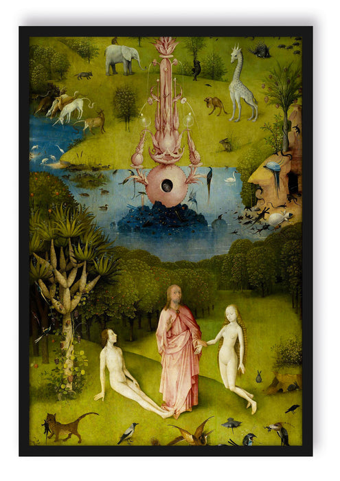 Pixxprint Hieronymus Bosch - Der Garten der Lüste I, Poster mit Bilderrahmen
