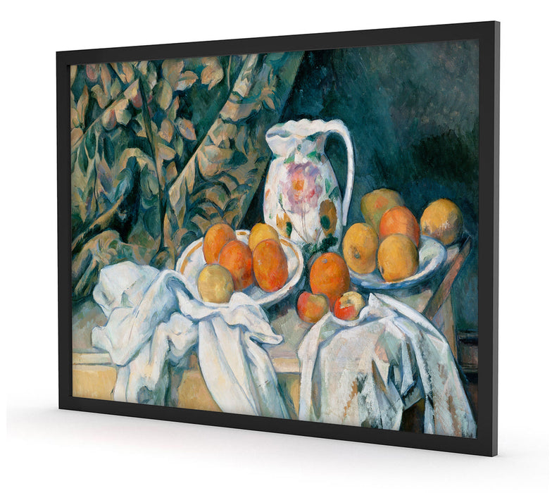 Paul Cézanne  - Stillleben mit Gardine, Poster mit Bilderrahmen