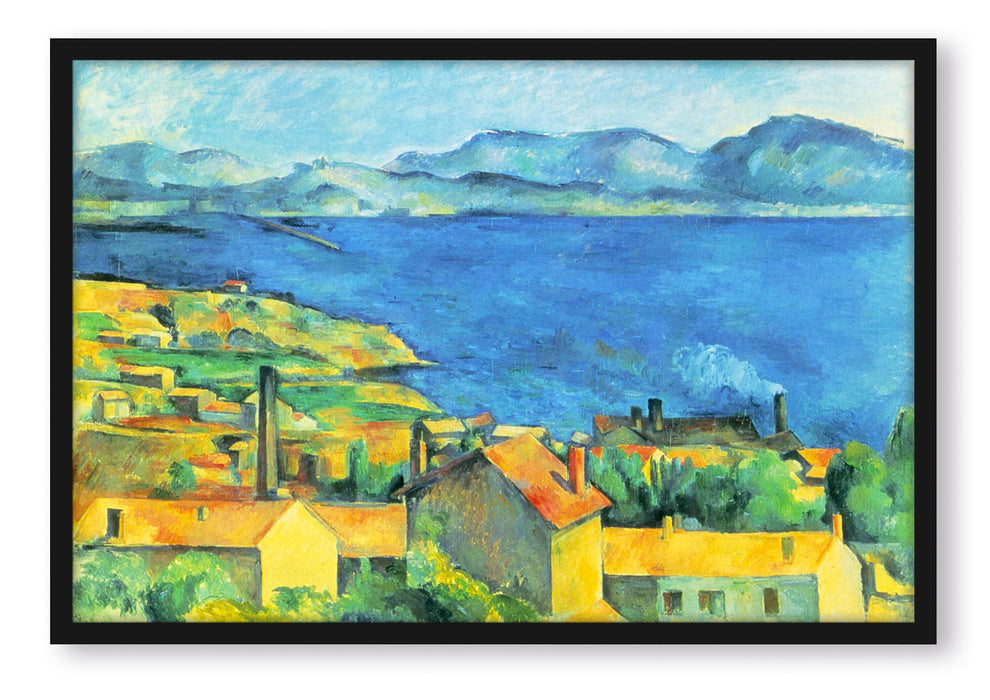 Pixxprint Paul Cézanne - Die Bucht von Marseilles Blick von L', Poster mit Bilderrahmen