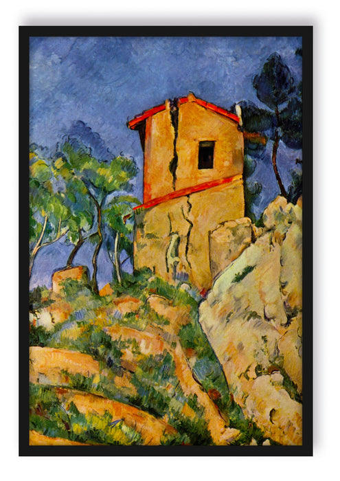 Paul Cézanne  - Das Haus mit geborstenen Wänden, Poster mit Bilderrahmen